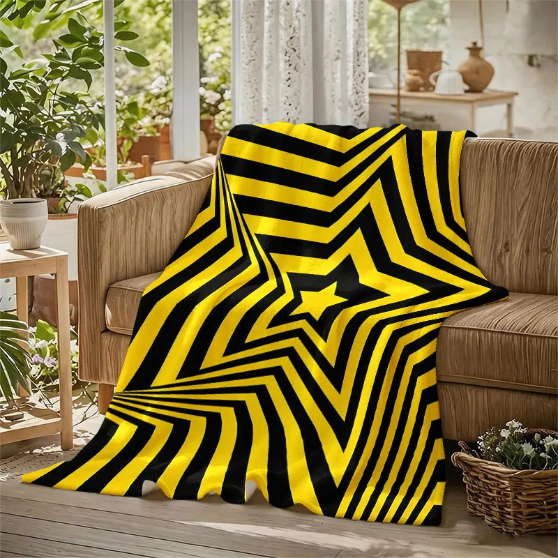 Star Optical Illusion Flannel Blanket Warm Soft Halloween Christmas Decorative Couch Warm Cozy All-Season Gift