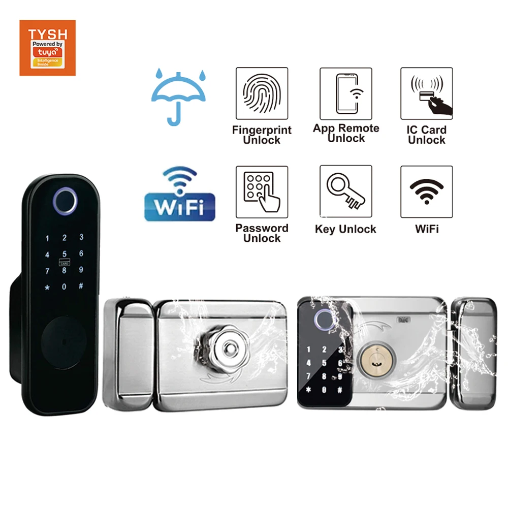 TYSH Tuya Smart WiFi Remote Lock Waterproof Digital Electronic Security-protection Lock with Fingerprint Access for Home or Hote