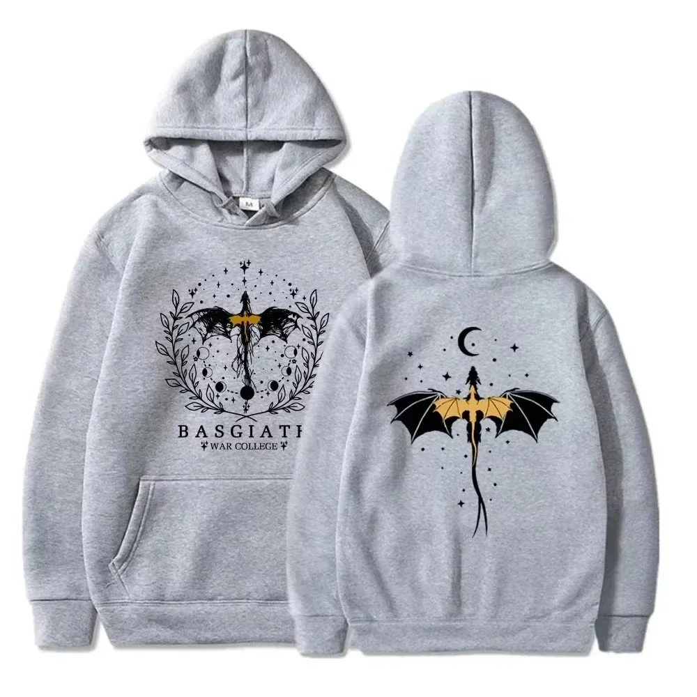 2025 Felpa con cappuccio stile Basgiath War Academy Quarta ala Abbigliamento da uomo e da donna Felpa con cappuccio sportiva primaverile e autunnale con motivo stampato