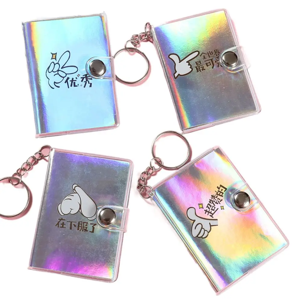 Porte-clés à motif aléatoire avec poche pour bloc-notes, petit livre, carnet de notes, mini carnet Kawaii, classe étudiante, licence de journal