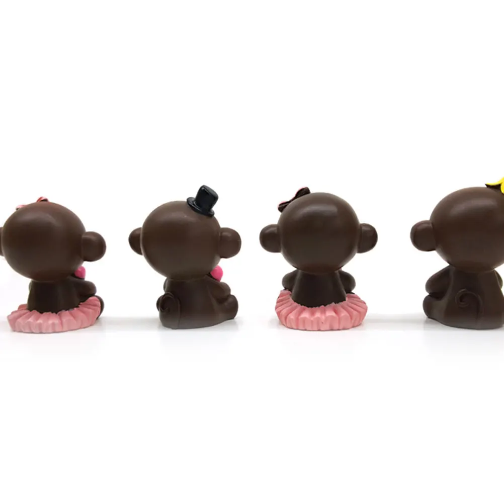 

4 pcs 1 Set 5Cm Love Monkey Figurines Resin Crafts Desktop Adornment Romantic Home Decoration Cartoon Ornament Valentines Day