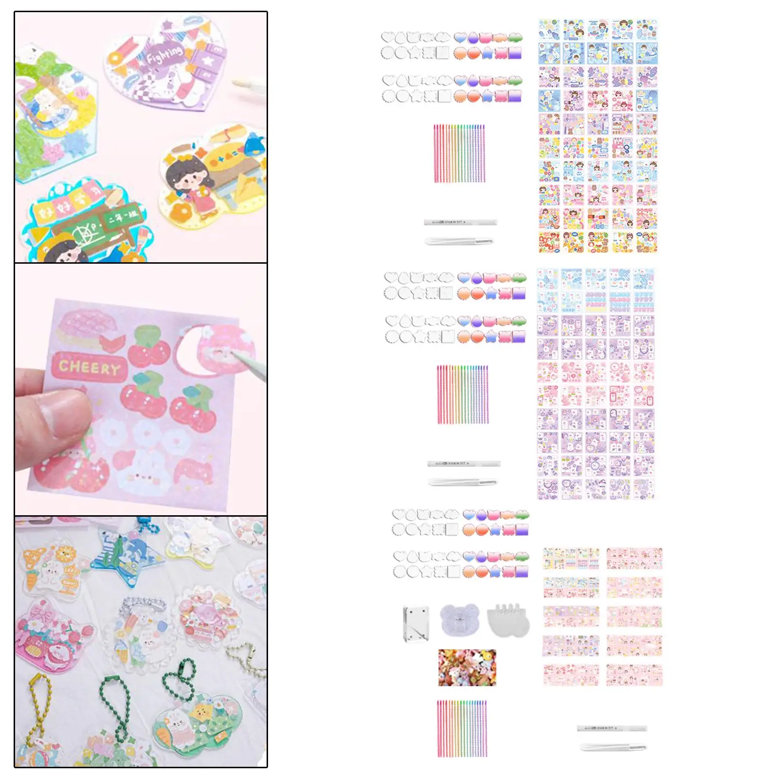 Kids Arts And Craft Kits Card Sticker Set Cute Acrylic Disc Small Pendant