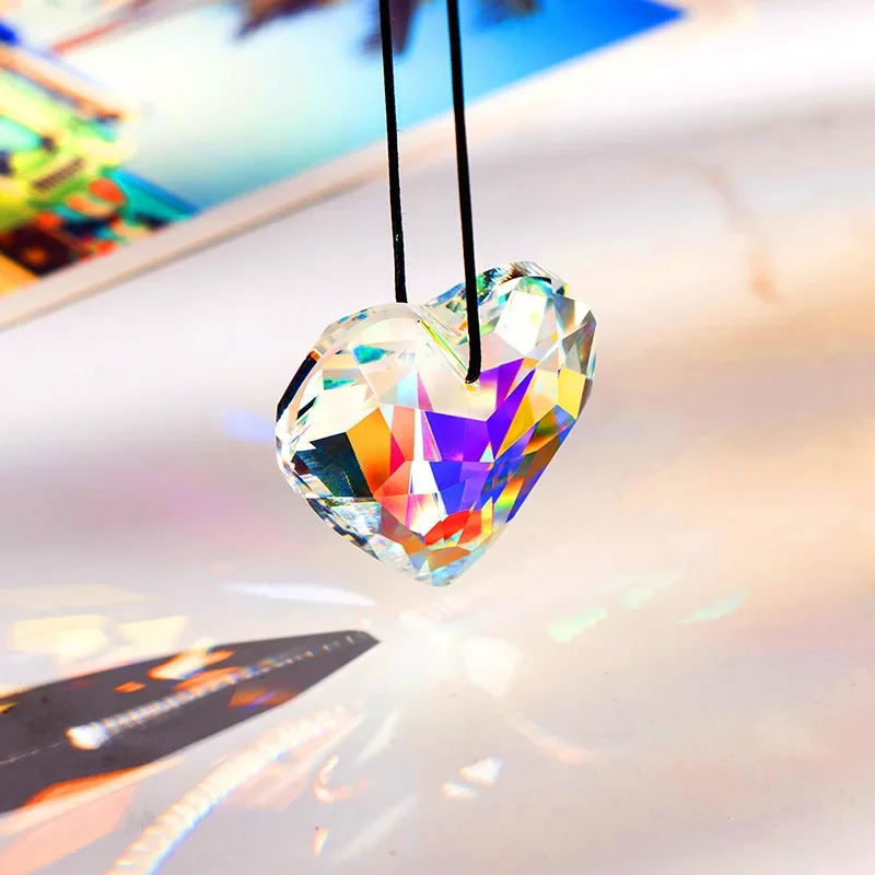 Camal 2pcs 45mm Heart Crystal Suncatcher Prisms Hanging Rainbow Maker Light Catcher Chandelier Part Romantic Wedding Centerpiece