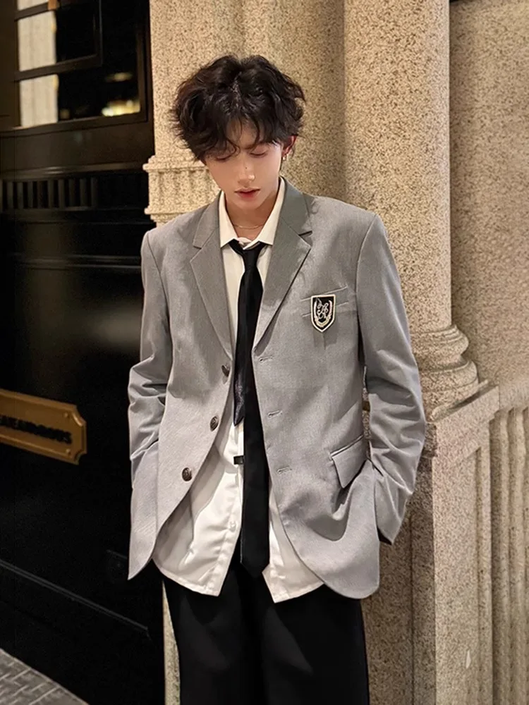 

Мужской повседневный костюм для весны и осени, в стиле преппи, для школы, с эффектом высокого класса, для повседневной носки, из полиэфирного волокна, с длинными рукавами