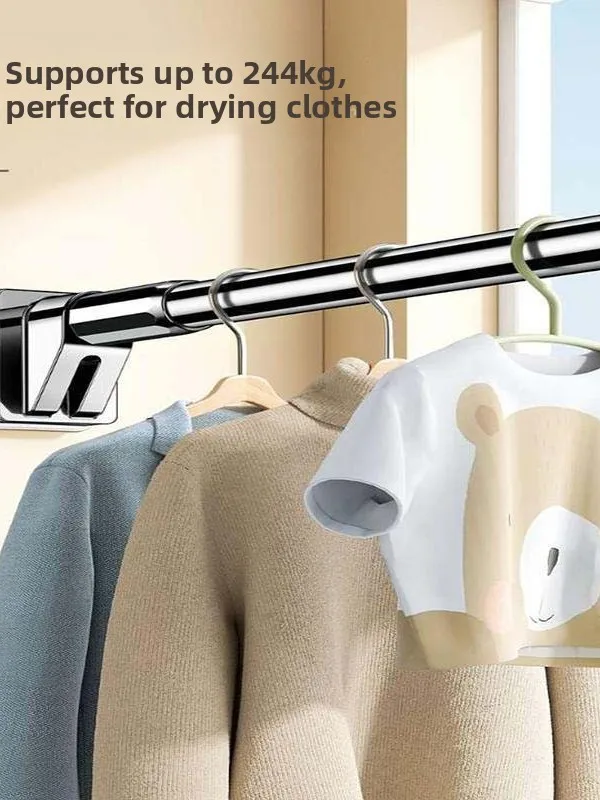 No-Drill Adjustable Clothes Drying Rods Indoor Wardrobe Balcony Bedroom Hanging Clothes Quilt Curtain Rod Home Cleaning Tools