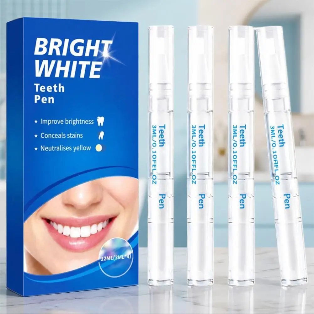 Teeth Whitening Essence Pen Remove Coffee Smoke Stains Reduce Yellowing Freshen Breath Portable Stain Removal Gel Pen 3ML*4