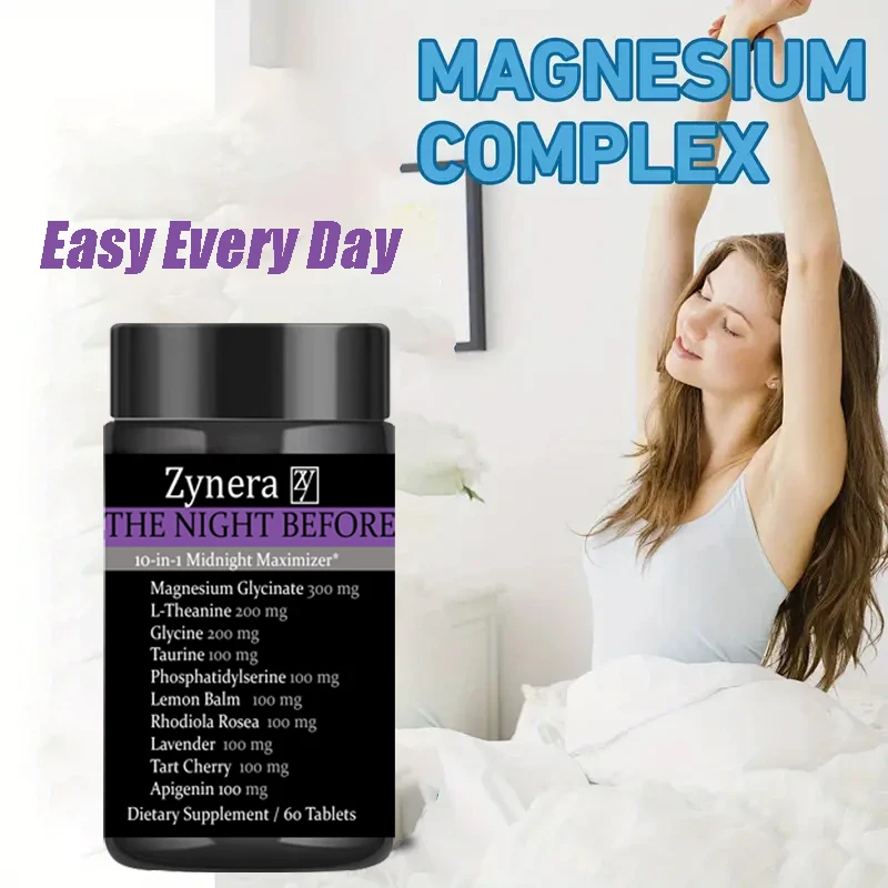 Magnesium Supplement Glycinate  L-Theanine Glycine Taurine Maintain Calm Nerve Sleep Quality, Anxiety Stress Mood Health Dietary