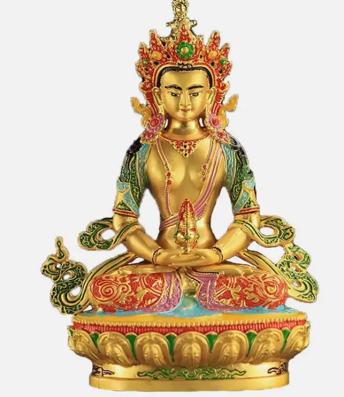 Amitayus Amitabha Divinity Cloisonne technique Vajra Longevity Buddha statue