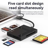 Blueendless 5 IN 1 Card reader Type C Memory Card Splitter USB 3.0 5 Ports TF/SD/CF/XD/MS 5 in 1 Adapter USB C HUB for Laptop