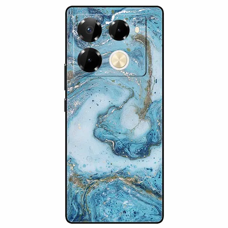 Phone Cover for Infinix Note 40 Pro Case Fashion Marble Soft TPU Silicon Black Funda for Infinix Note 40 Pro 4G Protector Capas