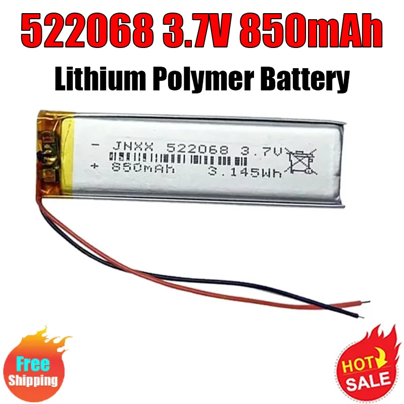 522068 3.7V 850mAh Real Capacity Rechargeable Polymer Lithium Battery Electronic Products Small Fan Digital LED Light MP3 MP4