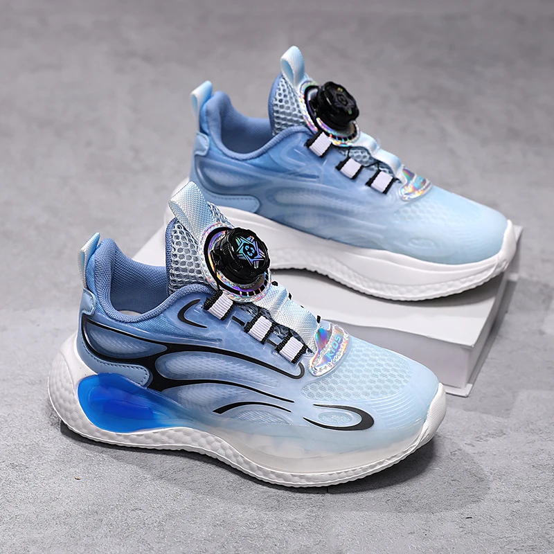 

Детские кроссовки для девочек с вращающимися кнопками, мягкой подошвой и дышащей сеткой; повседневные кроссовки для мальчиков