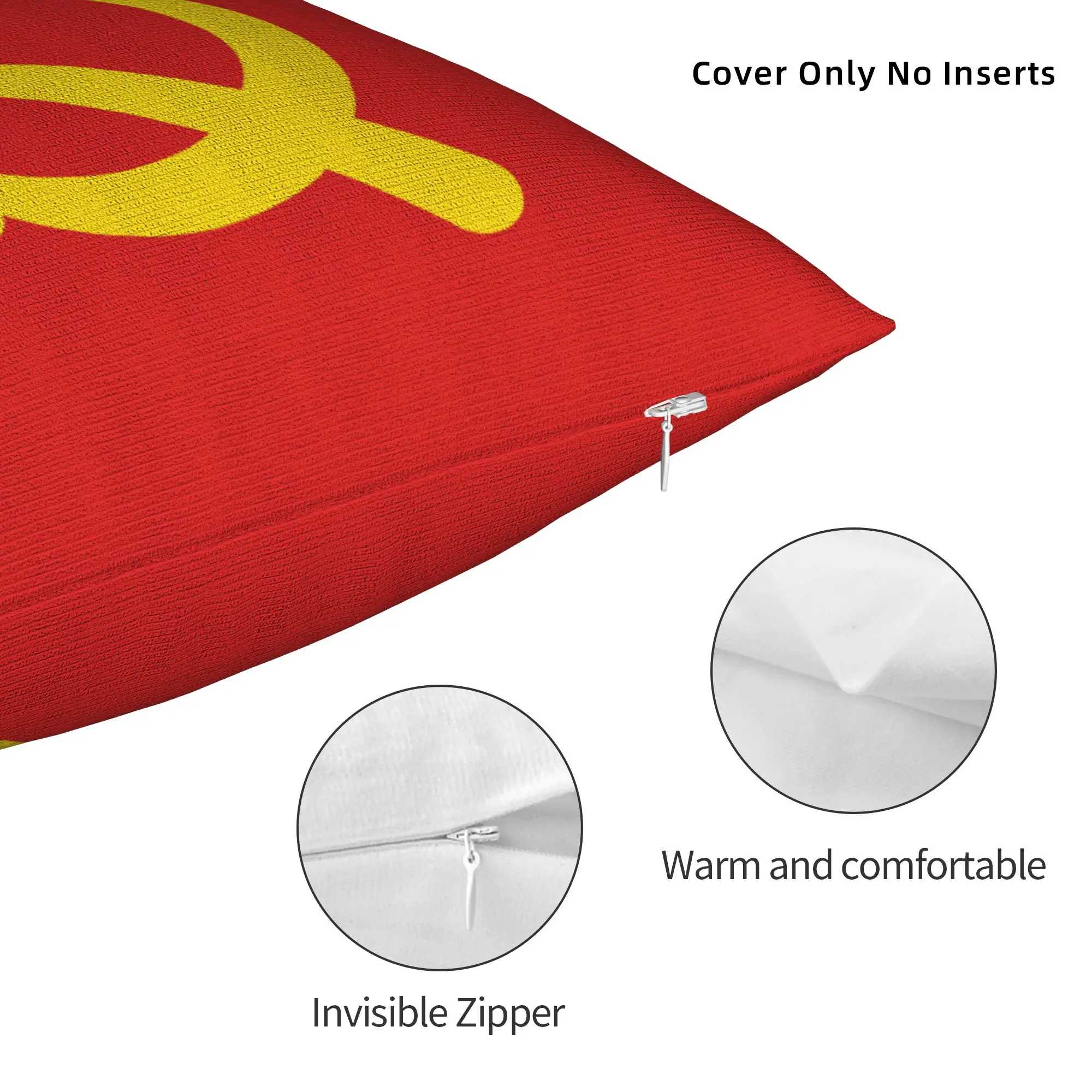 USSR Soviet Union Russian CCCP Pillowcase Printed Polyester Cushion Cover Gift Hammer Sickle Throw Pillow Case Cover Home Zipper