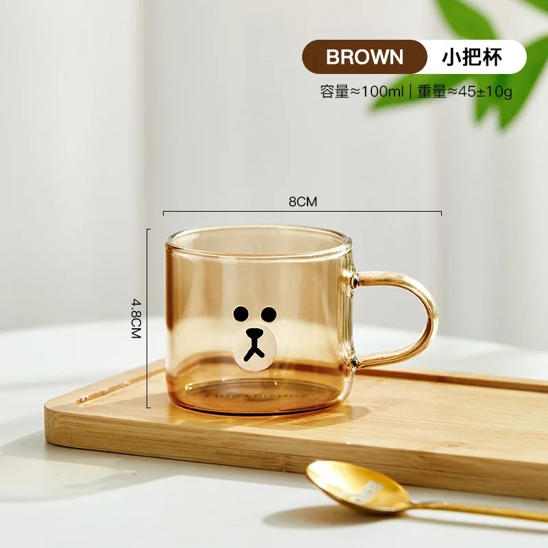 Brown Cartoon Glass Cold Water Pot Anime Kawaii Home Creative Water Cup Cold Water Pot Heat Resistant Tea Pot Set