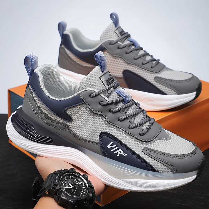 

Мужские повседневные дышащие кроссовки для бега, спортивная обувь с сеткой на открытом воздухе, универсальные студенческие кроссовки с мягкой подошвой, весна-осень