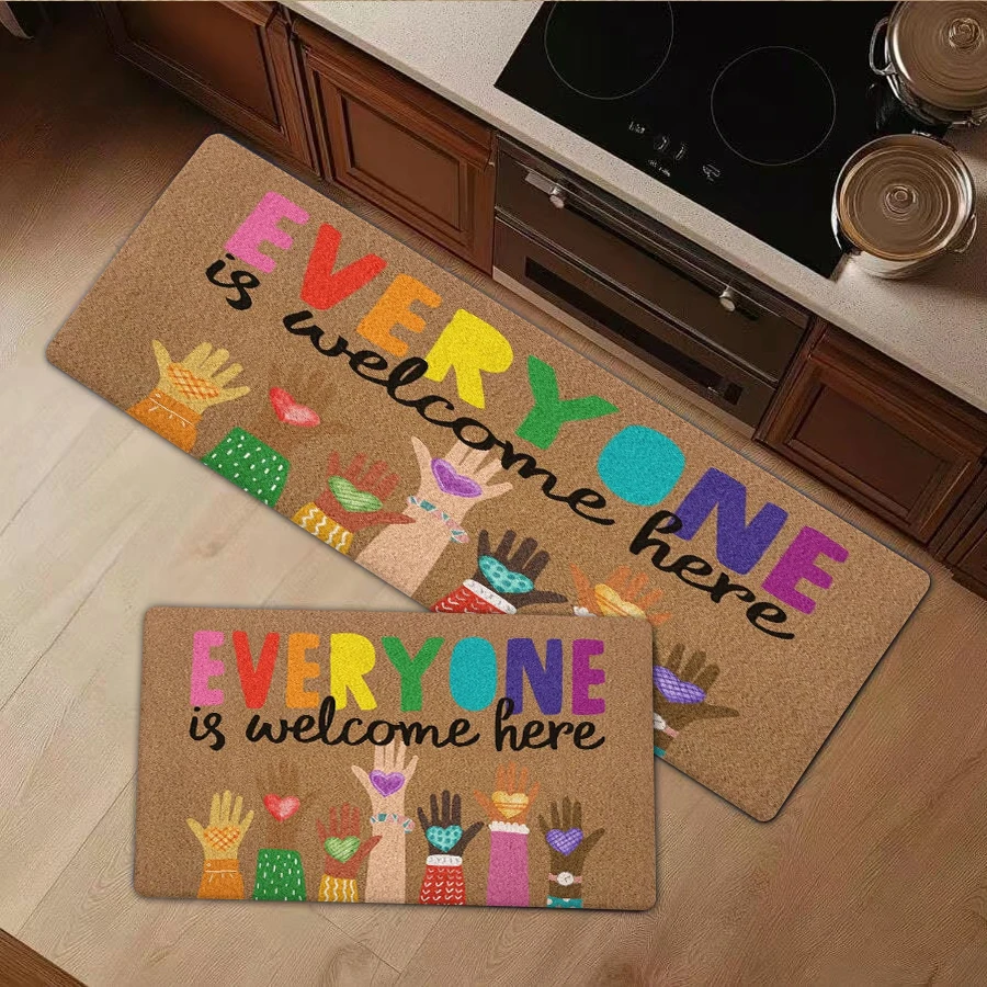 

1/2/3Pcs Flannel Kitchen Mat—Flannel Floor Mat Everyone Is Welcome Here Doormat Non-Slip Soft Carpet Indoor Outdoor Rug Decorative Entrance Welcome Rug For Home Decor—Soft,Comfortable,Suitable For Bathroom,Bedroom,Kitchen,Laundry Room