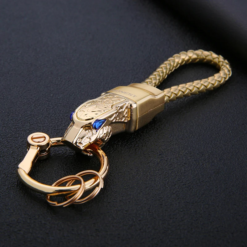 Luxury Car Key Chain Men Women Rhinestone for Key Ring Holder High-Grade Bag Purse Charm Jewelry Leather Rope Fathers Day Gift