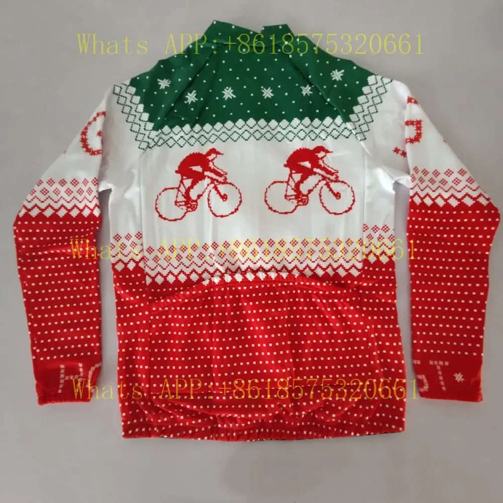 Christmas Theme Winter long sleeves Jerseys Fleece man red blue cycling clothing MTB Mountain Bike wear clothes Ciclismo