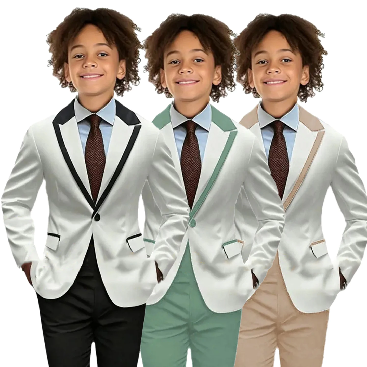 

Модный костюм-смокинг для мальчиков с контрастными краями, воротник, формальный пиджак, брюки, наряд для свадебного костюма, модный детский костюм для детей 3-16 лет