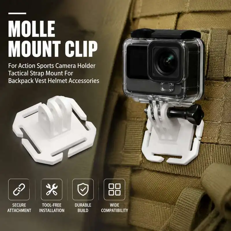Molle Mount Clip For Action Sports Camera Holder Tactical Strap Mount For Backpack Vest Helmet Accessories