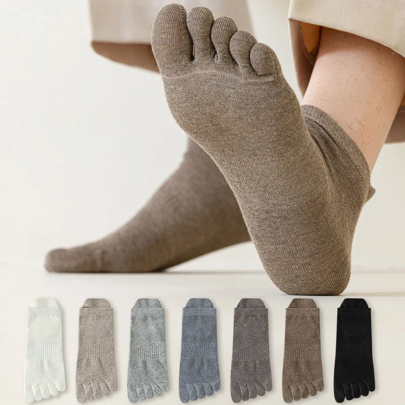 Chaussettes Courtes à Cinq Doigts pour Homme, en Coton Respirant, Résistantes aux Odeurs, Absorption de la Sueur, Fendues, de Rinçage, Collection