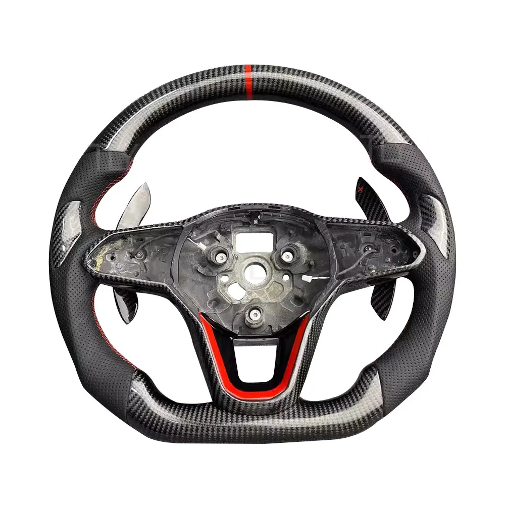 Real Carbon Fiber Car Steering Wheel For  VW Golf 7 8 Gti MK7 MK8 Carbon Fiber Steering Wheel