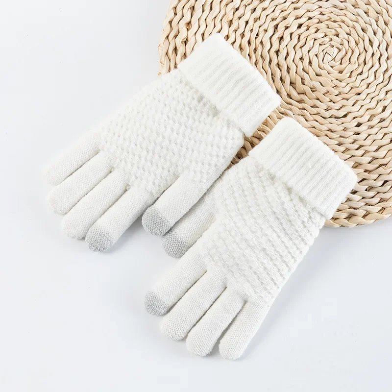 Women's Cashmere Knitted Winter Gloves Cashmere Knitted Women 2024 Autumn Winter Warm Thick Gloves Touch Screen Skiing Gloves