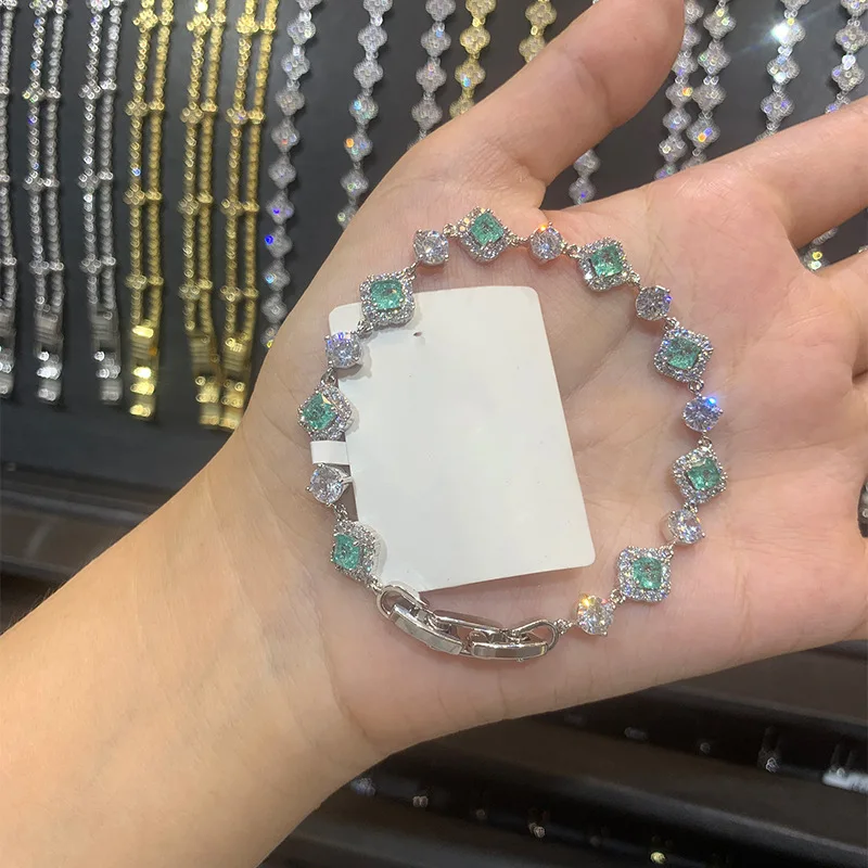 Korean-style Zircon Rhombic Clasp Bracelet Fashionable Wristband Small and Exclusive Style Jewelry Accessory