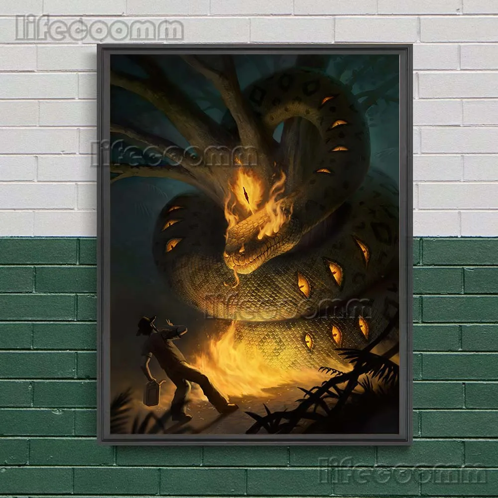 The World Tree And Norse Mythology Vintage Wall Art Canvas Painting Demon Snake And Black Cat Witchcraft Art Poster Print Decor