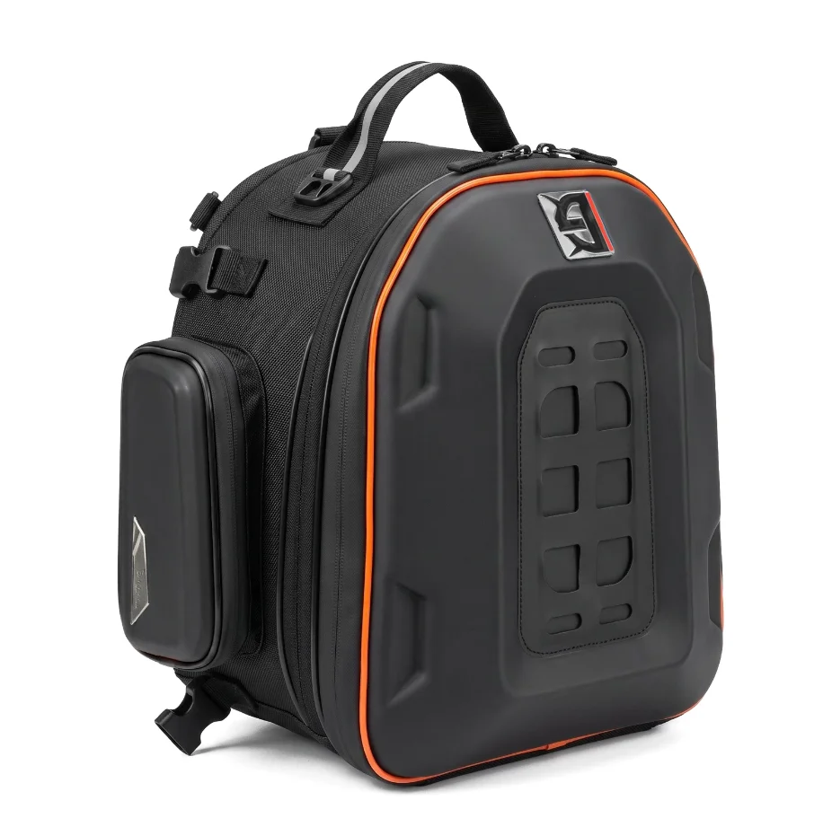 Motorcycle multifunctional rear seat bag riding backpack machine rear bag shoulder full helmet hard shell handbag LED light