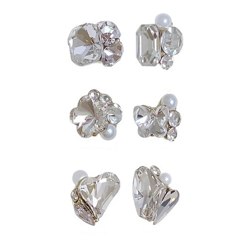 5Pcs/set Mini Flat Bottom Nail Rhinestones Glitter Silver Crystal Nail Decorations DIY Material Nail Art Charm Accessories