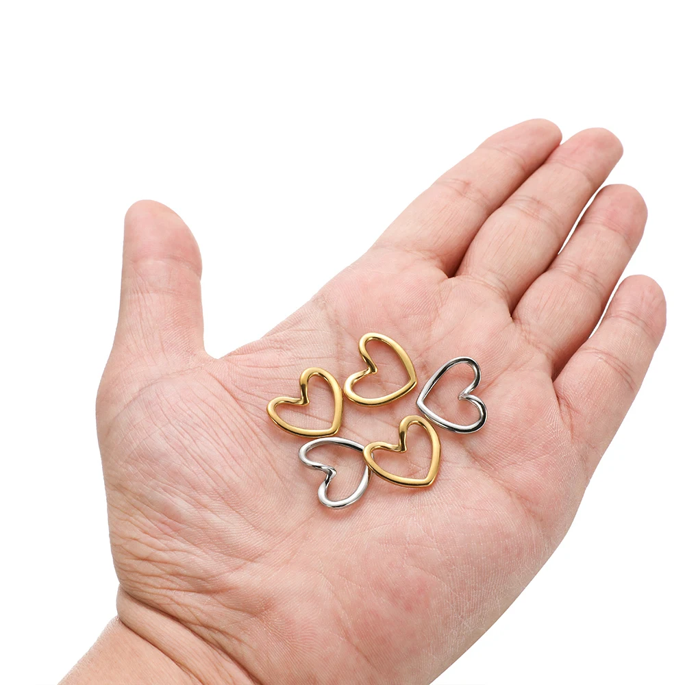 

5 шт., полые подвески в форме сердца из нержавеющей стали, серьги, подвески для DIY, ожерелья, браслеты, простой материал для ювелирных изделий, оптом