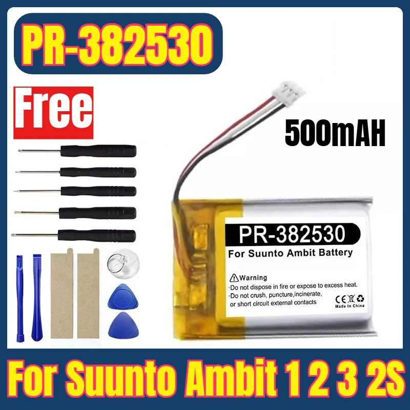 

3.7V 500mAh PR-382530 Watches Batteries for Suunto Ambit 1 2 3 2S + Free Tools