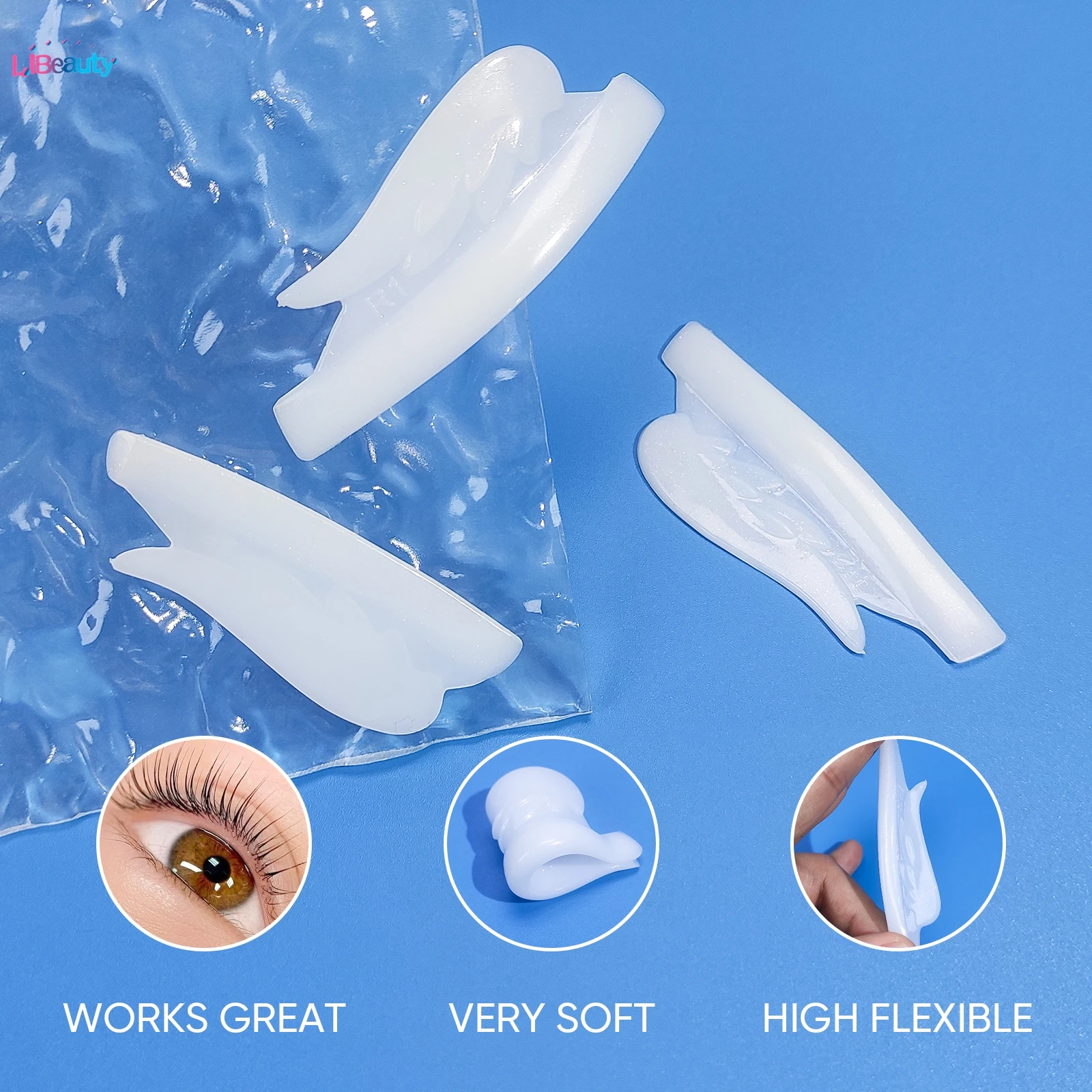 Libeauty Free Glue Silicone Eyelash Perm Pads Sticky Lashes Rods Shield Eyelash Curler 3D Lifting Accessories Makeup Tools