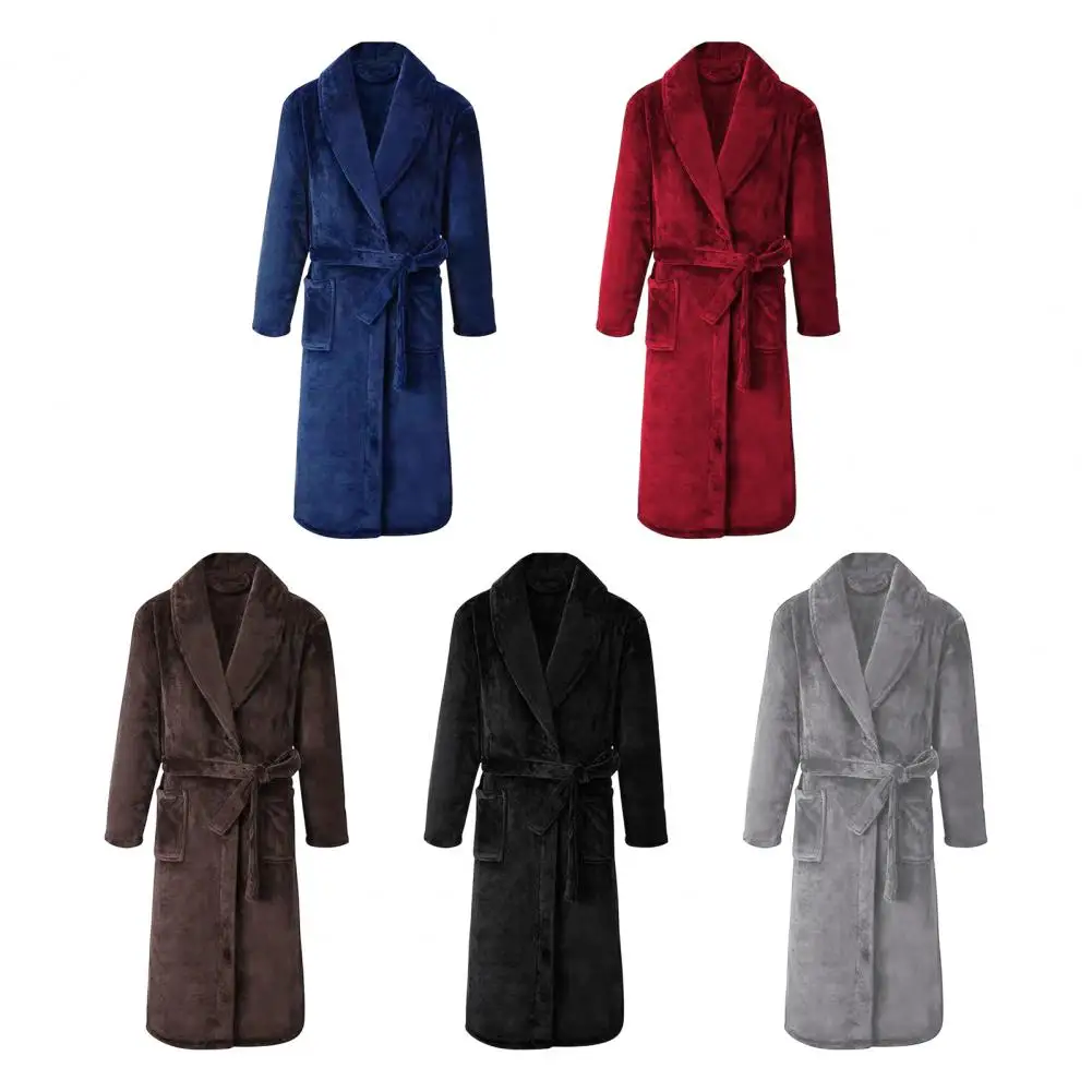 

2025 Autumn Winter Couple Flannel Robes Sleepwear Thickened Coral Fleece Warm Nightdress Nightwear Loose Home Dress Lounge Wear
