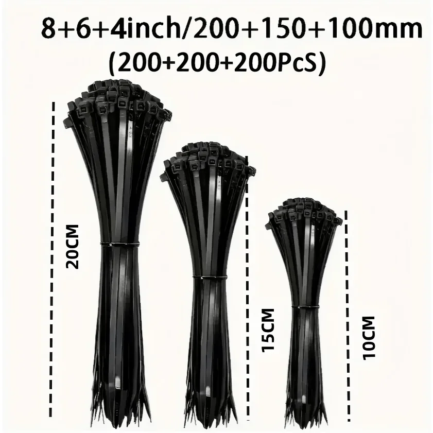 Self-locking plastic fastening 100 PCS cable tie zip ring 4x200 black 5x300cable tie strap nylon tie wraps nylon cable tie set