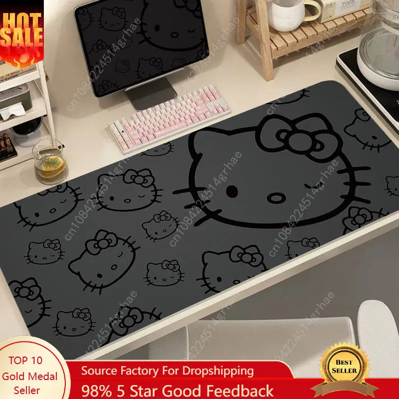 Tapis de souris imprimé en cuir Hello Kitty, grand tapis antidérapant, tapis d'écriture pour ordinateur, dessin animé, accessoires de cosplay Sanrio