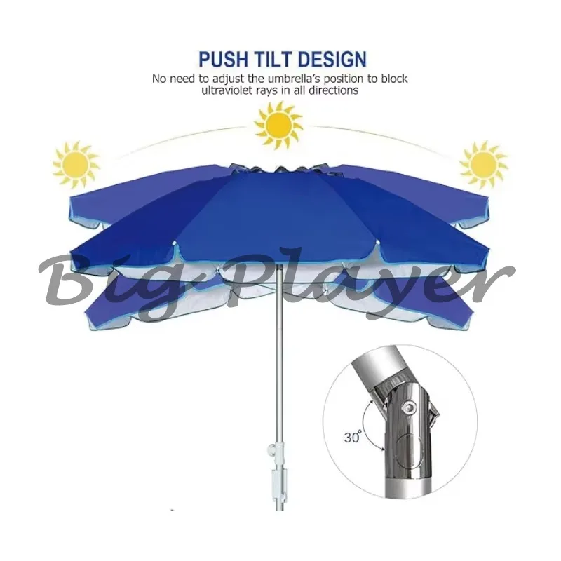 Folding Portable Travel Beach Retractable Large Parasol for Patio Garden Beach Pool