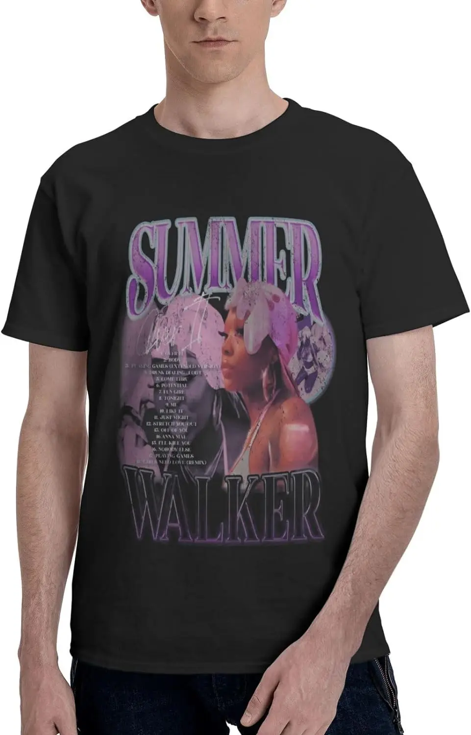 Summer Music Walker Hip Hop Rap Trap Rappers Singers Streetwear Vintage Style T-ShirtsBlack