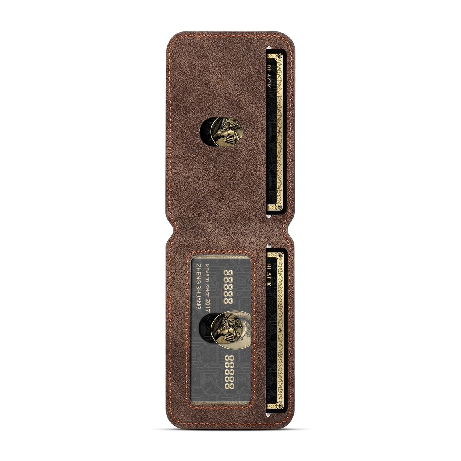 Vintage PU-Leder für MagSafe magnetischer Kartenhalter mit Ständer für iPhone Samsung Serie RFID Anti-Skimming Bank-ID-Kartenhülle – Detail 6