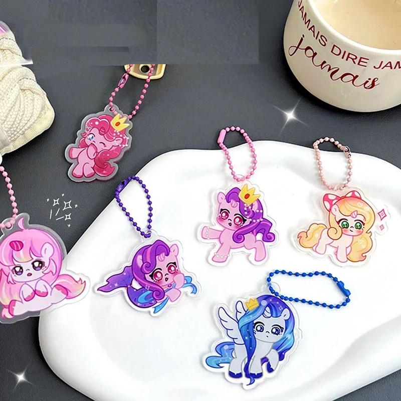 

My Little Pony Keychain Cute Acrylic Keychain Cartoon DIY Bag Pen Bag Decorative Pendant Birthday Gift