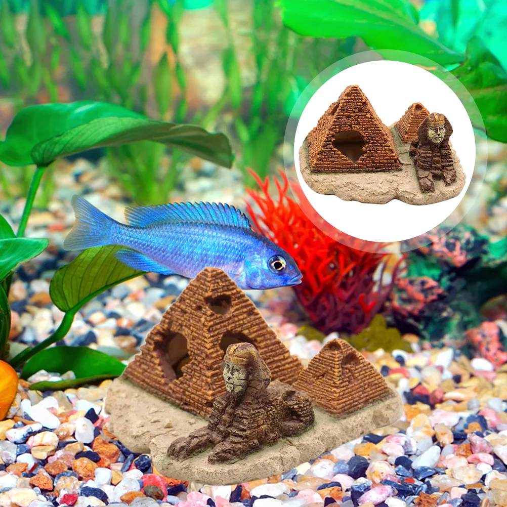 

Resin Pyramid Aquarium Decoration Fish Tank Hideout Ornament Natural Surroundings Safe Durable Vivid Color Details