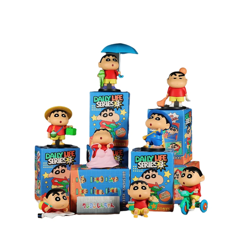 Crayon de Anime japonés Shin-chan, 52 juguetes, serie diaria, 3 cajas ciegas, juguetes, figuras de juego de marea, regalos periféricos para coche