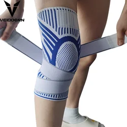 1PC Men Compression Sport Crossfit Knee Pads Fitness Gear Elastic Basketball Volleyball Knee Brace with Long Straps