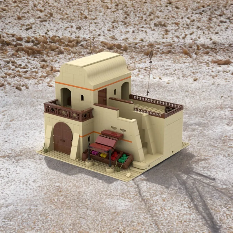1127 pz MOC Esotico Deserto Architettura Modulare Deserto Spice House Deserto Trading Design FAI DA TE Building Blocks Giocattoli Di Compleanno Regalo