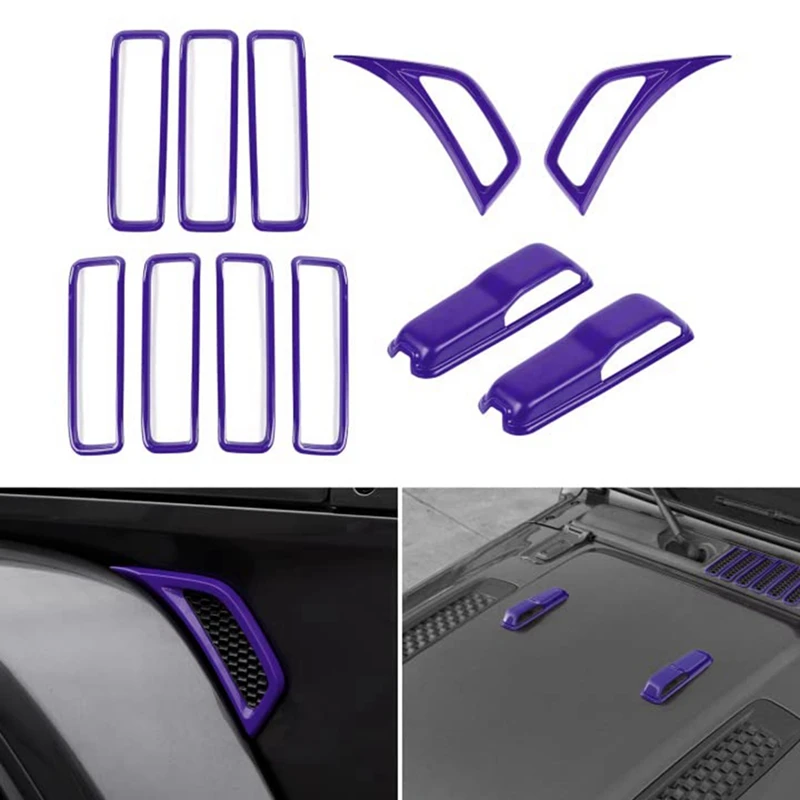 

NEW-For Jeep Wrangler JL Gladiator JT 2018-2024 Hood Vents & Engine Hood Hinge & Side AC Vent Outlet Trim