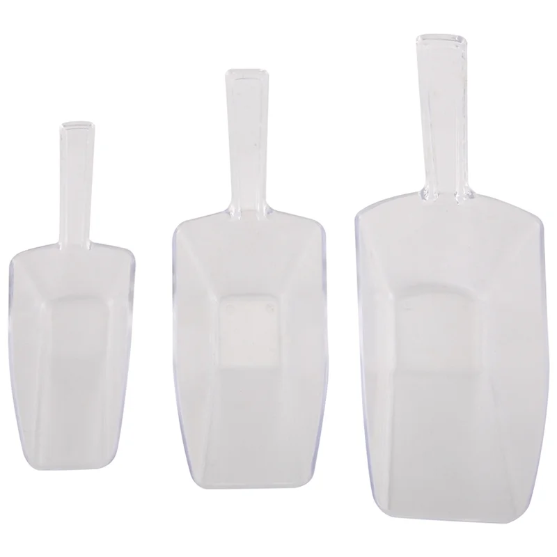 3 Piece Pallet Ice Scraper Shape Plastic Scoop - Transparent