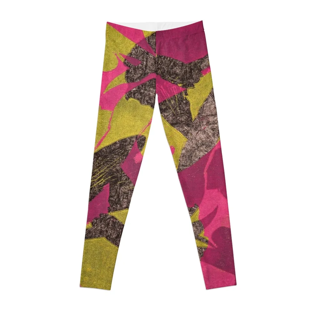 Fuchsia Morning Glory Woodcut Leggings push up legging harem pants Women's fitness Womens Leggings