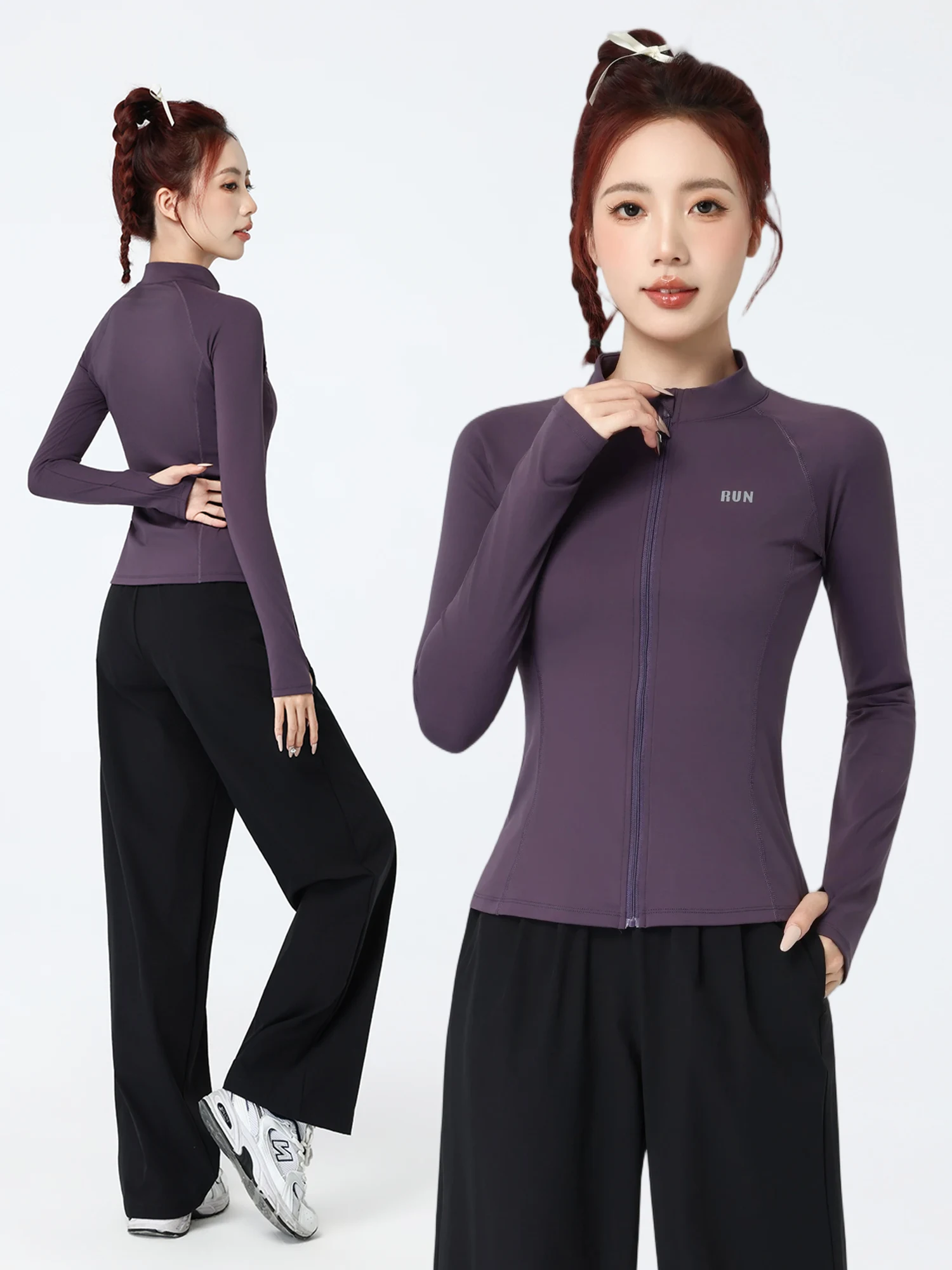 

Спортивный комплект для утренних пробежек: женская куртка на молнии для активного отдыха, быстросохнущая, облегающая, для походов и фитнеса, осенне-зимняя спортивная одежда