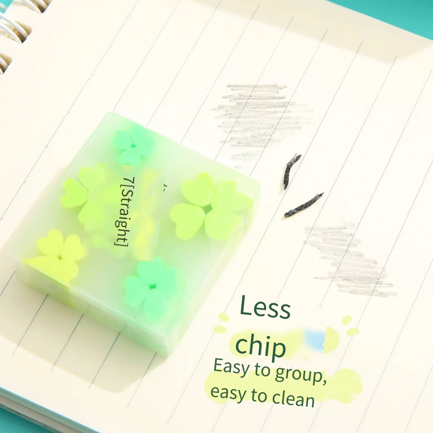 Small fresh green four-leaf clover large sketch eraser high appearance level little crumbs cartoon sandwich eraser for students